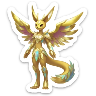 Anthro Sona Colorful Shiny Godly Celestial Shiny Fakemon Full Body sticker