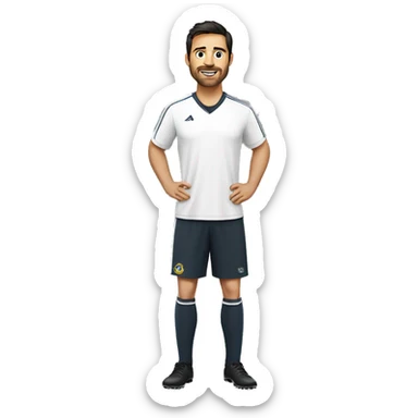 man, soccer trainer, dark hair, white shirt, nutrition specialist, portrait sticker