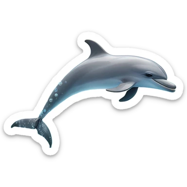 : A playful dolphin (🐬) leaping through crystal-clear water with bubbles (💦) around it, representing happiness and freedom in the ocean, perfect for moments of joy and celebration. sticker