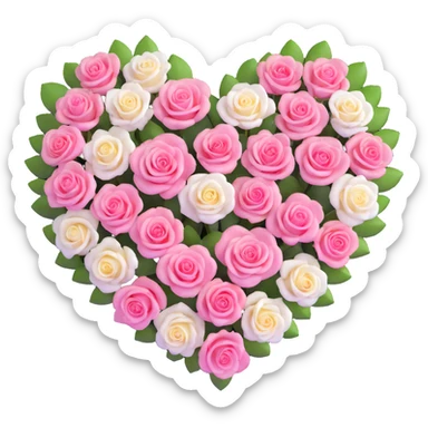 heart-shaped arrangement of pink and white roses sticker