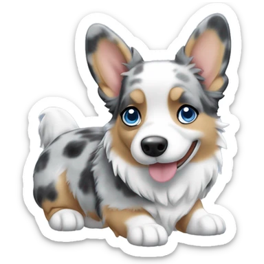 Blue Merle corgi with blue eyes no tail sticker