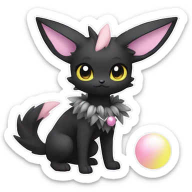 Dark Black Punk Kawaii Eeveelution-Cute-Pokémon-fusion with a cute pastel collar full body sticker