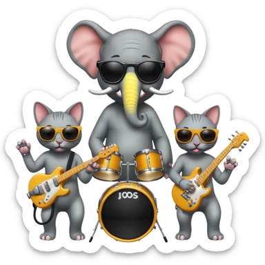 Horton Elephant and 2 Hairless cats sunglasses trio music band sticker