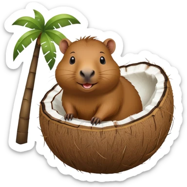 Capybara in a coconut  sticker