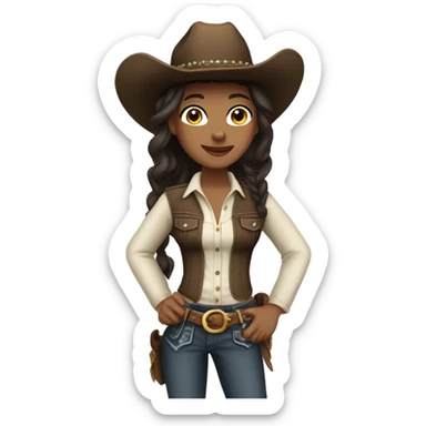 Attractive brunette cowgirl with light skin sticker