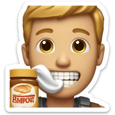 White guy with buck teeth peanut butter sticker
