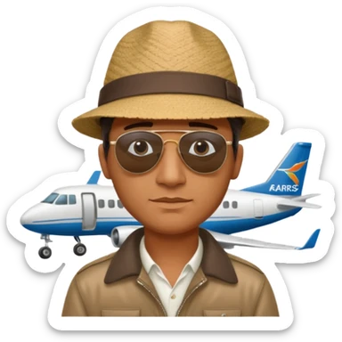 homme créole réunionnais avec chapeau arrive avion a gillot sticker