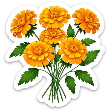 luxuriant, big bouquet Marigold, stem, leaf sticker
