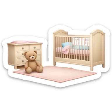 baby room, Cozy baby room with crib and teddy bear sticker