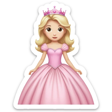 blonde Caucasian princess with puffy light pink ball gown sticker