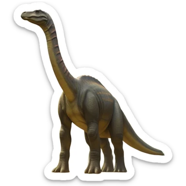 Cinematic Noble Brachiosaurus Portrait Emoji, Poised and majestic, with a towering, elongated neck stretching gracefully from a robust, column-like body, a small, gentle head with curious eyes, and subtle, textured skin in earthy tones, Simplified yet sharply defined features, highly detailed, glowing with a soft, golden radiance, high shine, intelligent and serene, stylized with an air of prehistoric grandeur, focused and calm, soft glowing outline, capturing the essence of a watchful and confident Brachiosaurus that appears ready to gracefully emerge from the screen with effortless power! sticker