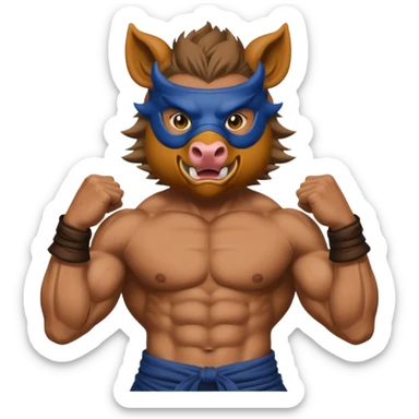 Inosuke Hashibira from Demon Slayer wearing a boar mask, muscular, energetic, anime style emoji sticker