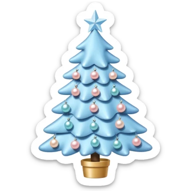 pastel blue pearls and bows christmas tree and white star sticker