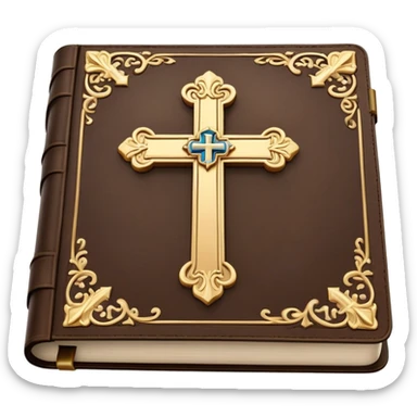 closed bible with a cross on the cover sticker