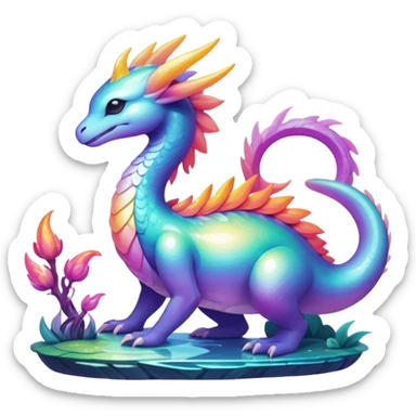 Epic divine complex detailed iridescent gradients aesthetic-Fakémon-creature-scenery sticker