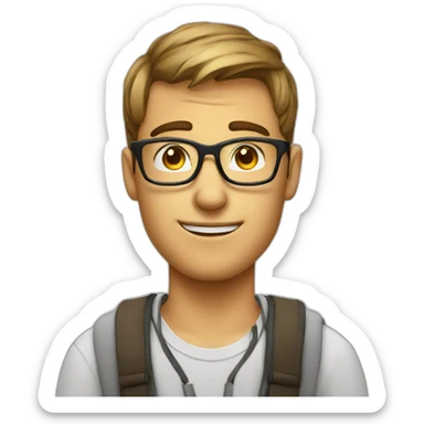 nerd guy with eye glass sticker