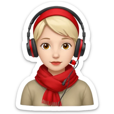 woman with red scarf wearing headphones sticker