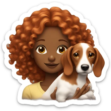 Black girl with curly ginger hair with dachshund puppy sticker