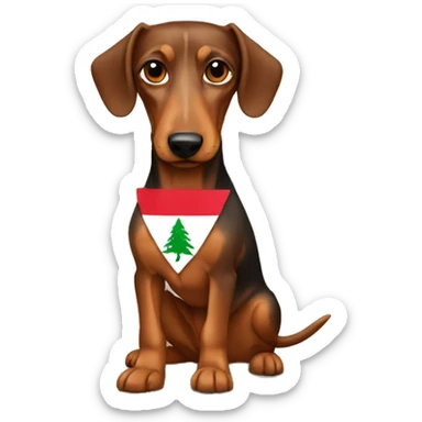 Brown teckel holding a lebanese flag  sticker