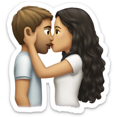 Blonde girl kissing brunette boy sticker