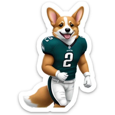 Tri colored corgi in Saquon Barkley eagles jersey sticker