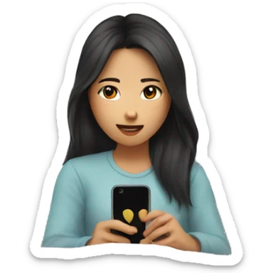 asian girl watching netflix on phone on bed sticker