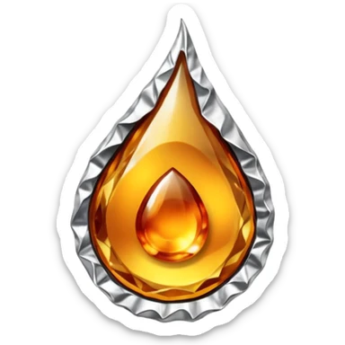 𝕊𝕞𝕒𝕝𝕝 𝕔𝕣𝕚𝕟𝕜𝕖𝕕 𝕡𝕚𝕖𝕔𝕖 𝕠𝕗 𝕒𝕝𝕝𝕦𝕞𝕚𝕟𝕚𝕦𝕞 𝕗𝕠𝕚𝕝, with a tiny drop of an amber colored substance in the middle sticker