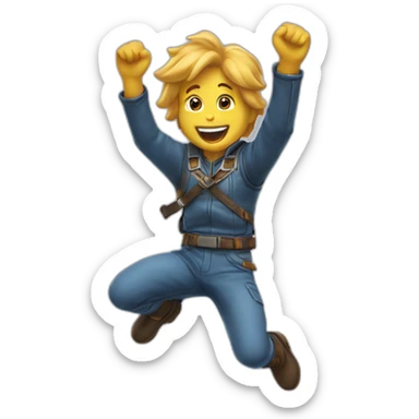 Create an emoji featuring an iconic video game character jumping for joy! sticker