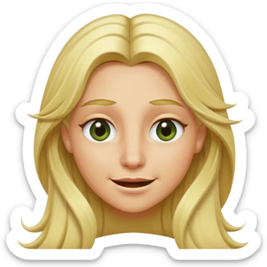 blonde with long hair and swamp-colored eyes, winking, iOS Apple emoji style sticker