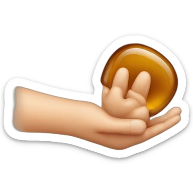 una mano con el dedo de en medio estirado y manchado de un liquido marrón y el resto de dedos encogidos sticker