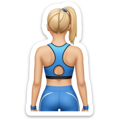 sporty woman cartoon emoji style back view sticker