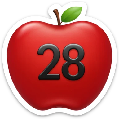 calendar with number 28, bold black numbers, apple style emoji sticker