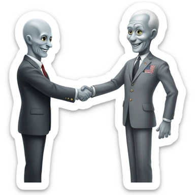 Gray alien shakes hands with president Entsenhower

 sticker