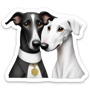 Two aristocrat dog black and white galgo kiss at our old money house  sticker