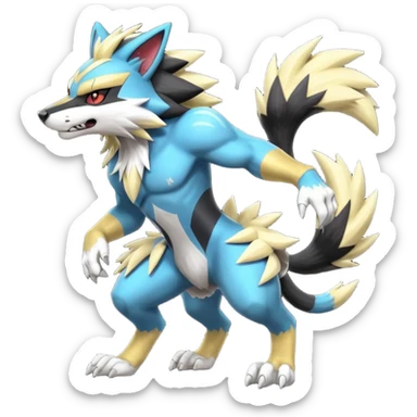 Shiny furry cool Zeraora-Obstagoon-fusion sticker
