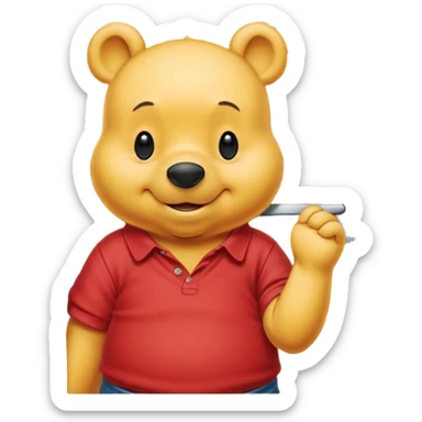 Winnie the Pooh at locked wooden door sticker