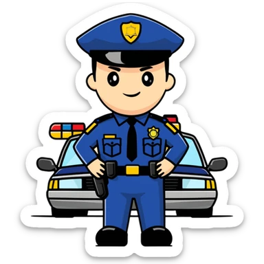 Police waiting with car sticker