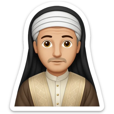 Portrait of a male Iraqi civilian with a neutral expression 1980 sticker