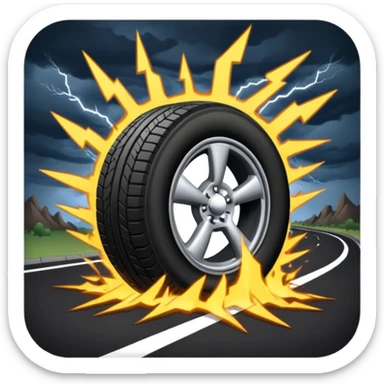 flat semi tire getting struck by lightning on the highway sticker