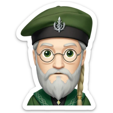 albus dumbledore from harry potter with green scottish Tam o'shanter cap and decorative motifs sticker