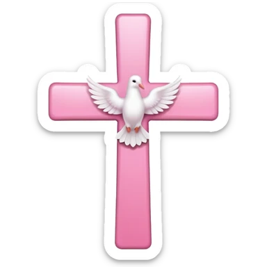 Pink and white simple cross with a dove  sticker
