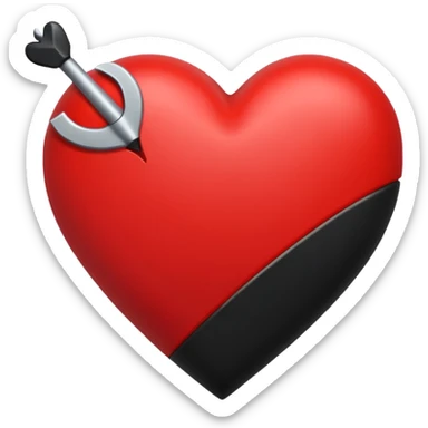 Corazón negro con una flecha,q sea todo negro el corazón y la fecha color roja nada más. sticker