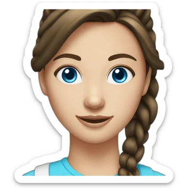 mid-twenties-brunette-girl-pony-tail-blue-eyes sticker