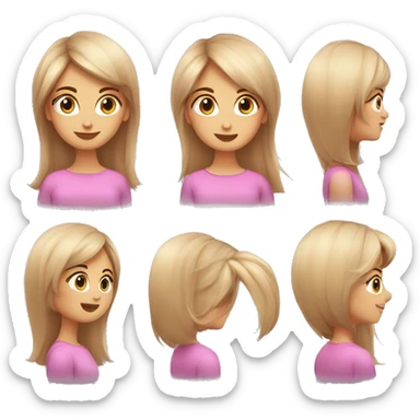 chica pelo largo moreno alta delgada morena flequillo con vestido rosa sticker