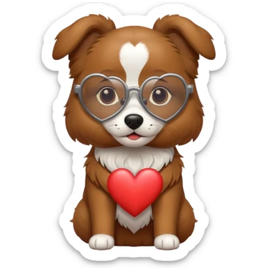 dog with heart classes sticker