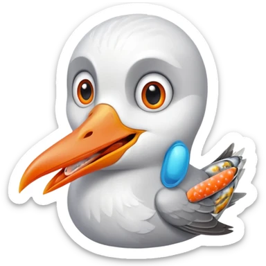 Seagull with sardine in its mouth sticker
