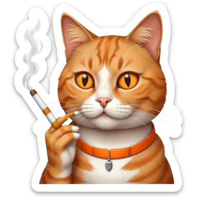 cat with ciggarete  sticker