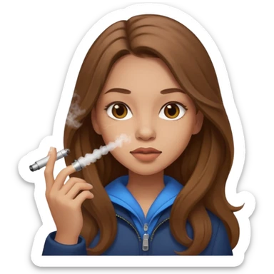 girl with vape long hir and color brwon sticker