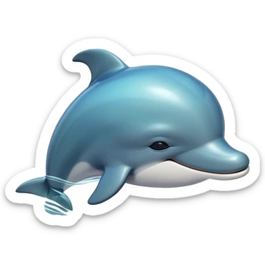 Meme-Worthy Cute Sleeping Bottlenose Dolphin Portrait Emoji, Head resting peacefully with a contented smile, showcasing a shiny, glossy body with eyes gently closed in serene slumber and a graceful, streamlined form, Simplified yet adorably endearing features, highly detailed, glowing with a soft, drowsy aquatic light, high shine, relaxed and utterly lovable, stylized with an air of playful laziness, soft glowing outline, capturing the essence of a sleeping dolphin that feels destined to become the next viral icon of adorable rest! sticker