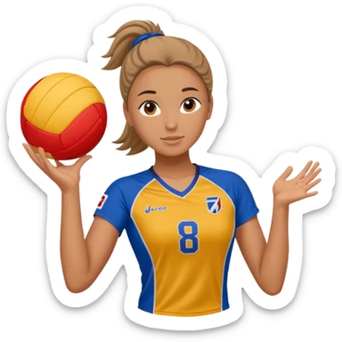 volleyball player, woman, Charles Kiraly with volleyball ball sticker
